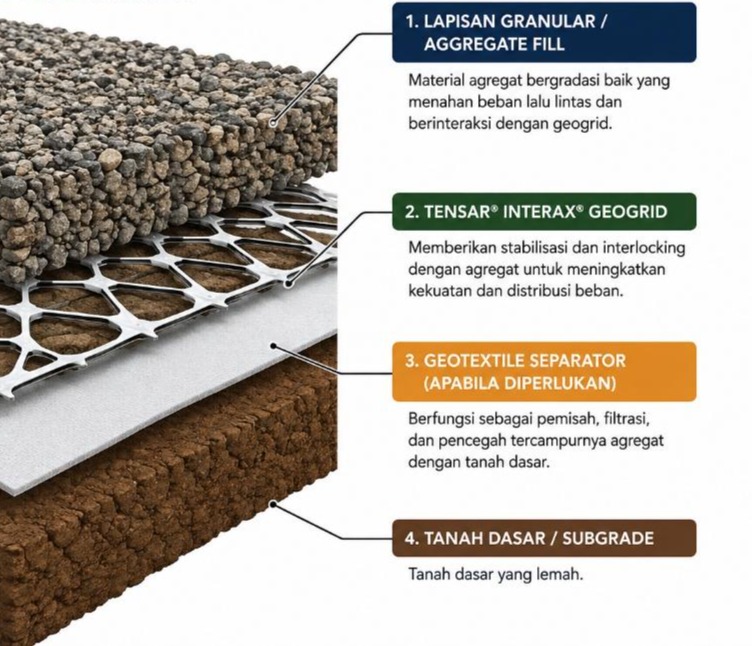 Acuan Pemasangan Geogrid InterAx® untuk Stabilisasi Tanah Dasar Lemah: Prinsip, Tahapan Pelaksanaan, dan Pengendalian Kualitas di Lapangan